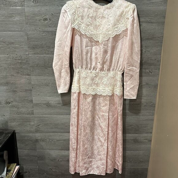 Vintage Gunne Sax By Jessica San Francisco Pink Lace Floral Size 9 - Picture 1 of 14